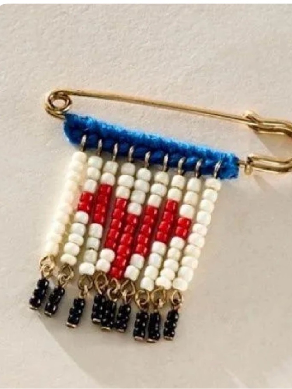 NWT Free People Bead Baby Brooch in Red White & Blue